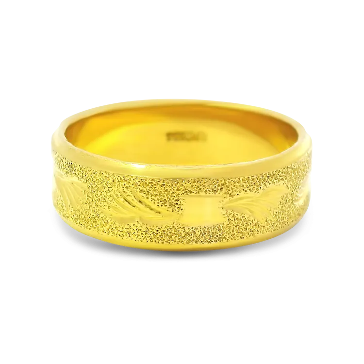 Estate 24k Yellow Gold Stippled Engraved Band