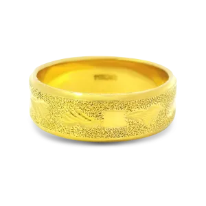 Estate 24k Yellow Gold Stippled Engraved Band