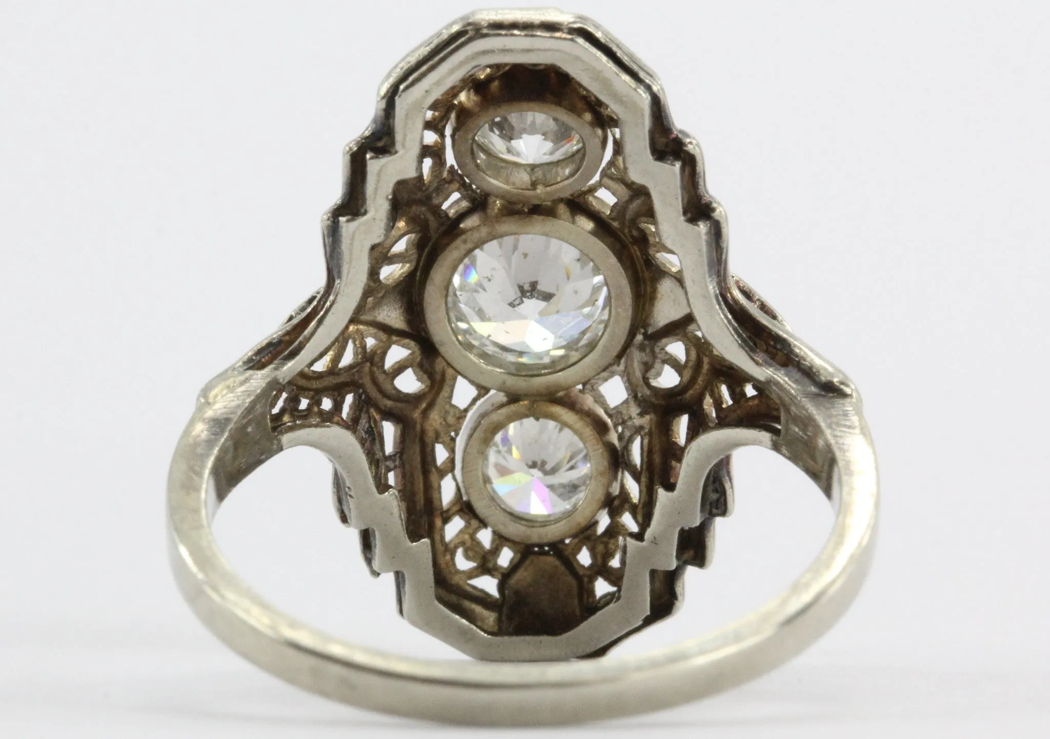 Estate Art Deco Filigree 14k Gold 1.35 carat tw Diamond Engagement Ring