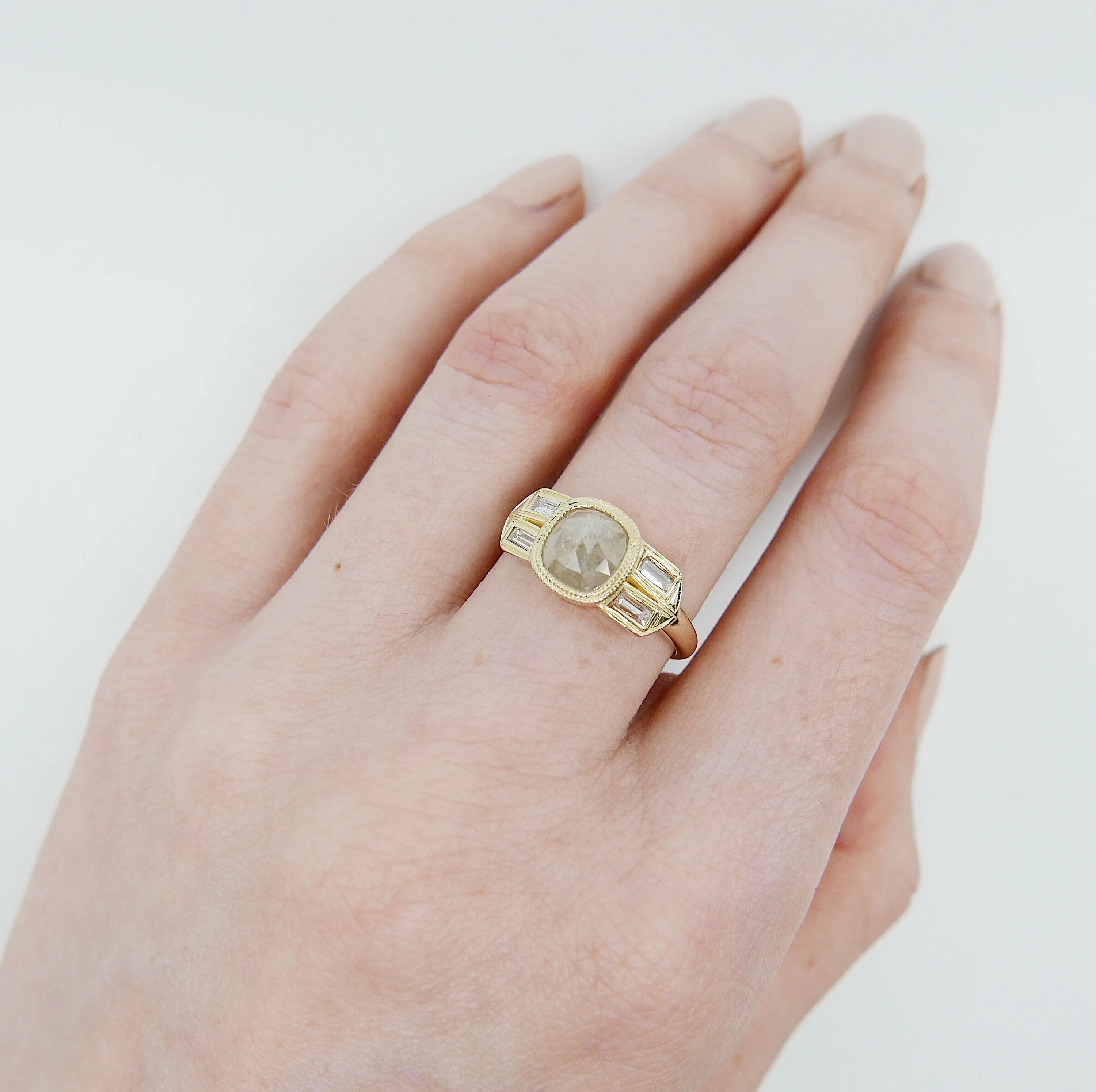 Estelle Rose Cut Grey Diamond Ring