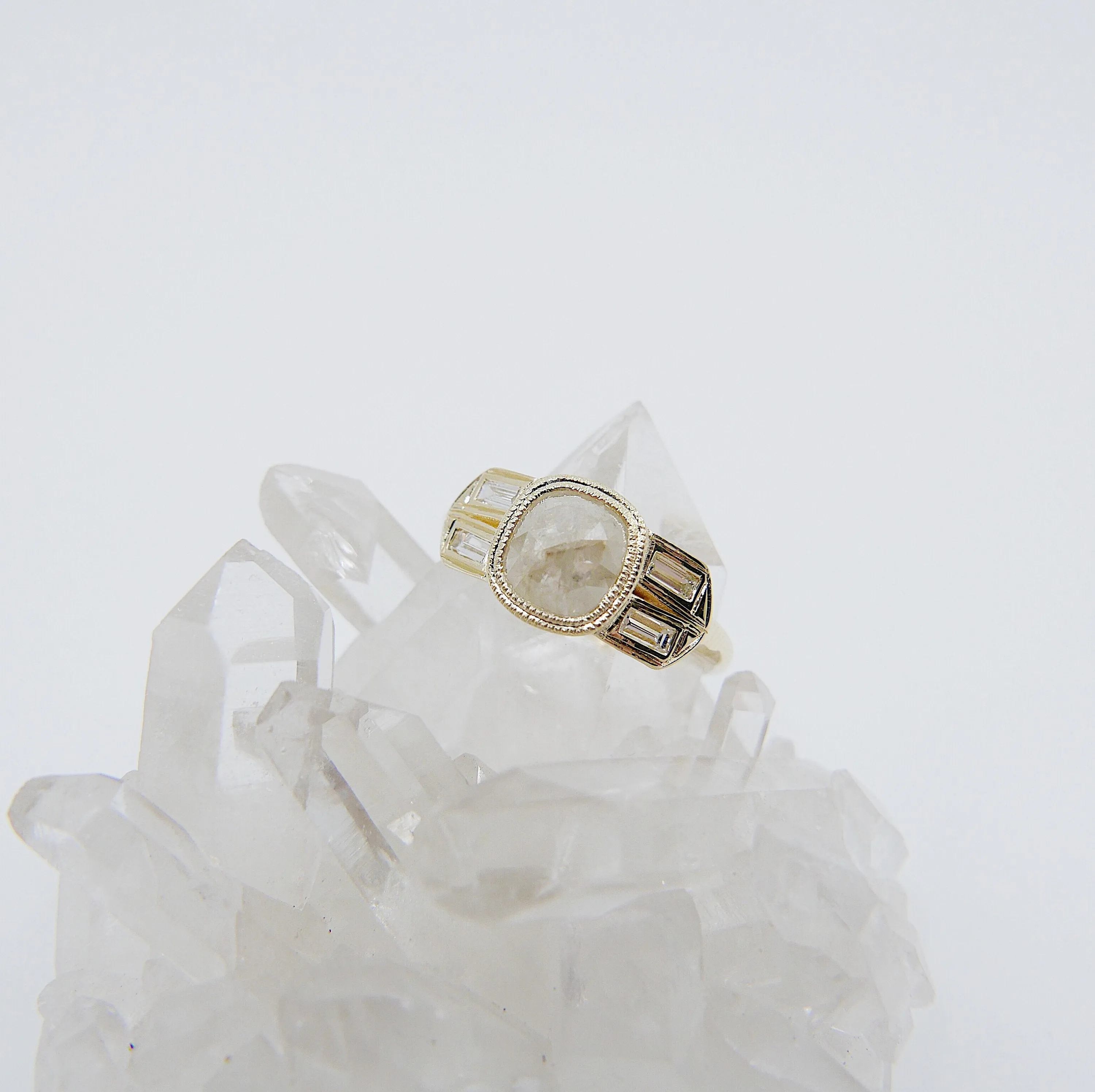 Estelle Rose Cut Grey Diamond Ring