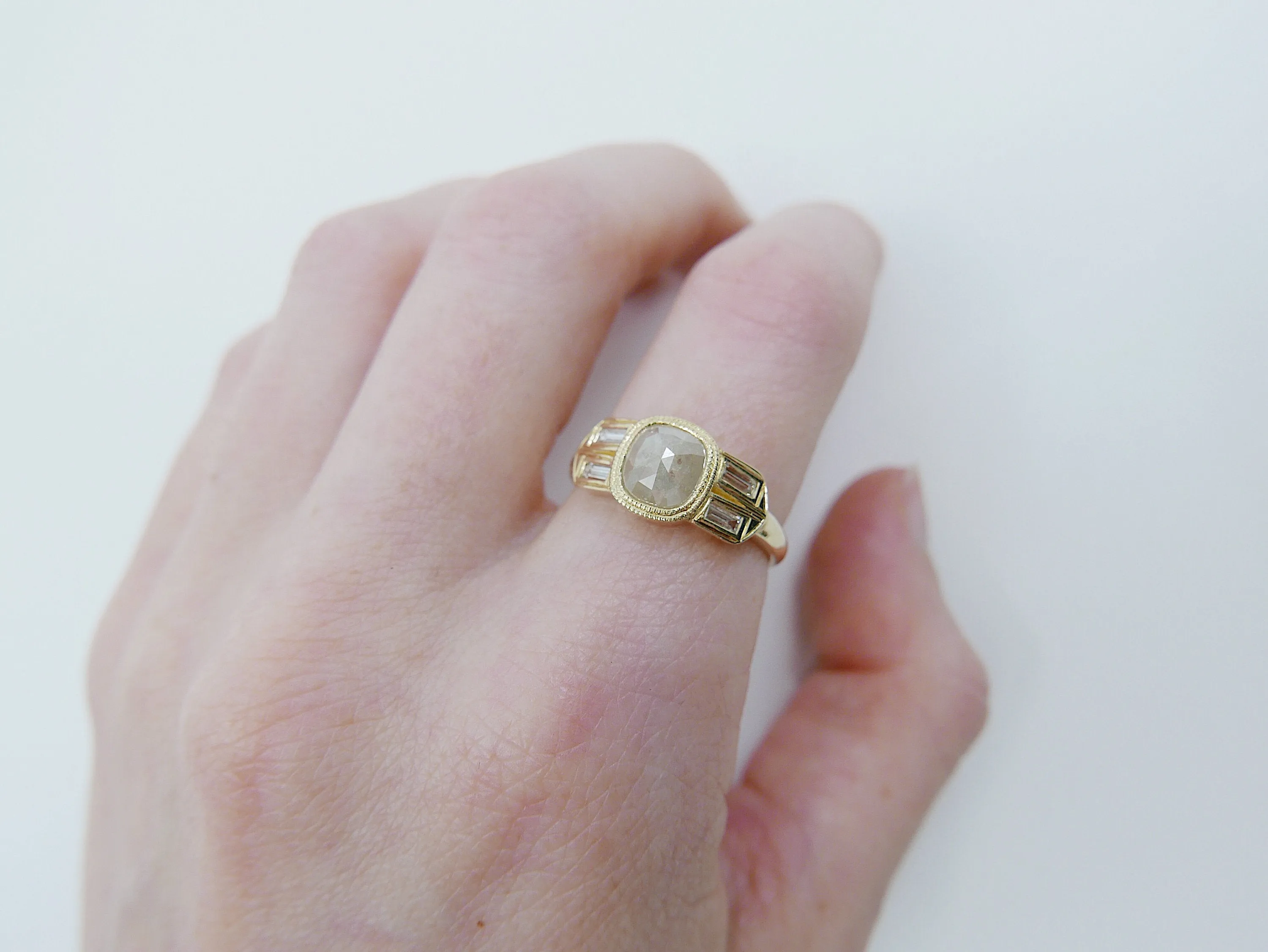 Estelle Rose Cut Grey Diamond Ring