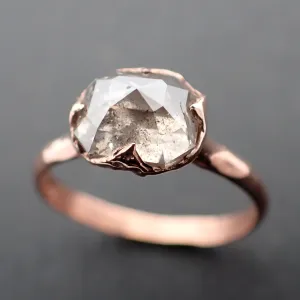 Faceted Fancy cut Champagne and pepper Diamond Solitaire Engagement 14k Rose Gold Wedding Ring byAngeline 1934