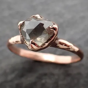 Faceted Fancy cut gray Diamond Solitaire Engagement 14k Rose Gold Wedding Ring byAngeline 2583