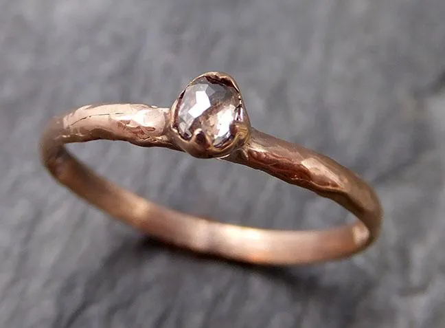 Faceted Fancy cut Rose Dainty Champagne Diamond Solitaire Engagement 14k Rose Gold Wedding Ring byAngeline 1084