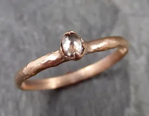 Faceted Fancy cut Rose Dainty Champagne Diamond Solitaire Engagement 14k Rose Gold Wedding Ring byAngeline 1084
