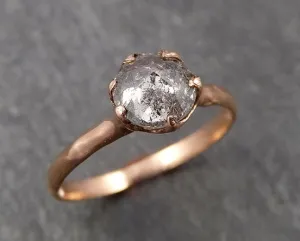 Faceted Fancy cut Salt and pepper Diamond Solitaire Engagement 14k Rose Gold Wedding Ring byAngeline 1652