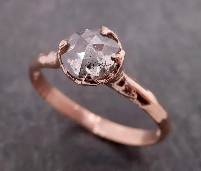 Faceted Fancy cut salt and pepper Diamond Solitaire Engagement 14k Rose Gold Wedding Ring byAngeline 1935