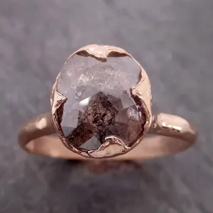 Faceted Fancy cut Salt and Pepper Diamond Solitaire Engagement 14k Rose Gold Wedding Ring byAngeline 2139
