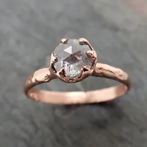 Faceted Fancy cut salt and pepper Diamond Solitaire Engagement 14k Rose Gold Wedding Ring byAngeline 2350