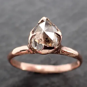 Faceted Fancy cut Salt and Pepper Diamond Solitaire Engagement 14k Rose Gold Wedding Ring byAngeline 2580