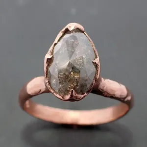 Faceted Fancy cut salt and pepper Diamond Solitaire Engagement 14k Rose Gold Wedding Ring byAngeline 3335