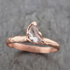 Faceted Fancy cut white crescent Moon Diamond Engagement 14k Rose Gold Solitaire Wedding Ring byAngeline 2202