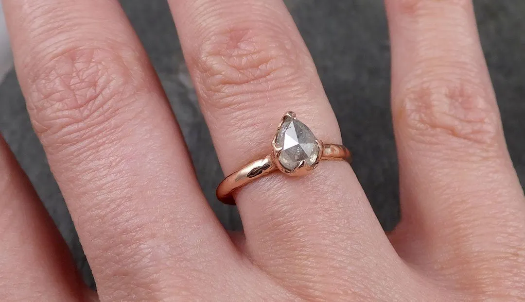 Faceted Fancy cut white Diamond Solitaire Engagement 14k Rose Gold Wedding Ring byAngeline 1337
