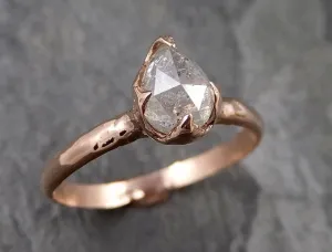 Faceted Fancy cut white Diamond Solitaire Engagement 14k Rose Gold Wedding Ring byAngeline 1337