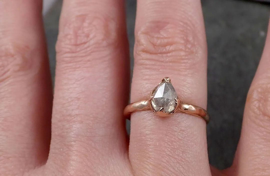 Faceted Fancy cut white Diamond Solitaire Engagement 14k Rose Gold Wedding Ring byAngeline 1337