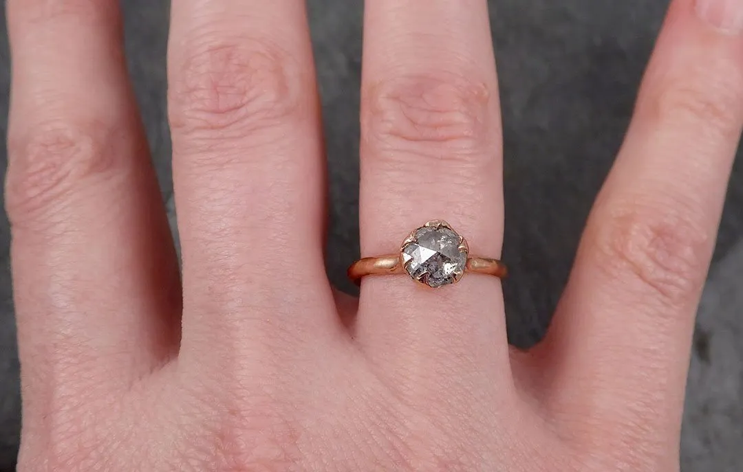 Faceted Fancy cut white Diamond Solitaire Engagement 14k Rose Gold Wedding Ring byAngeline 1713