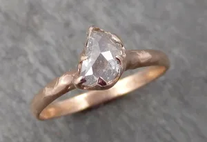 Faceted Fancy cut white Half Moon Diamond Engagement 14k Rose Gold Solitaire Wedding Ring byAngeline 1723