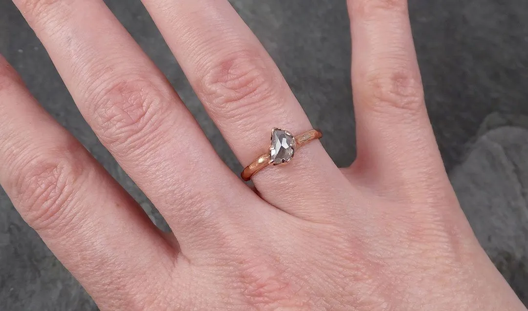Faceted Fancy cut white Half Moon Diamond Engagement 14k Rose Gold Solitaire Wedding Ring byAngeline 1723