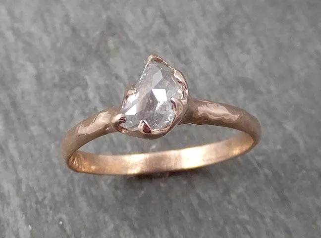 Faceted Fancy cut white Half Moon Diamond Engagement 14k Rose Gold Solitaire Wedding Ring byAngeline 1723