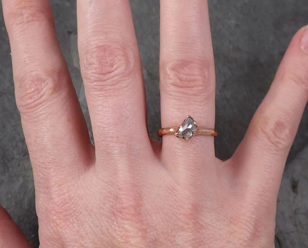 Faceted Fancy cut white Half Moon Diamond Engagement 14k Rose Gold Solitaire Wedding Ring byAngeline 1723