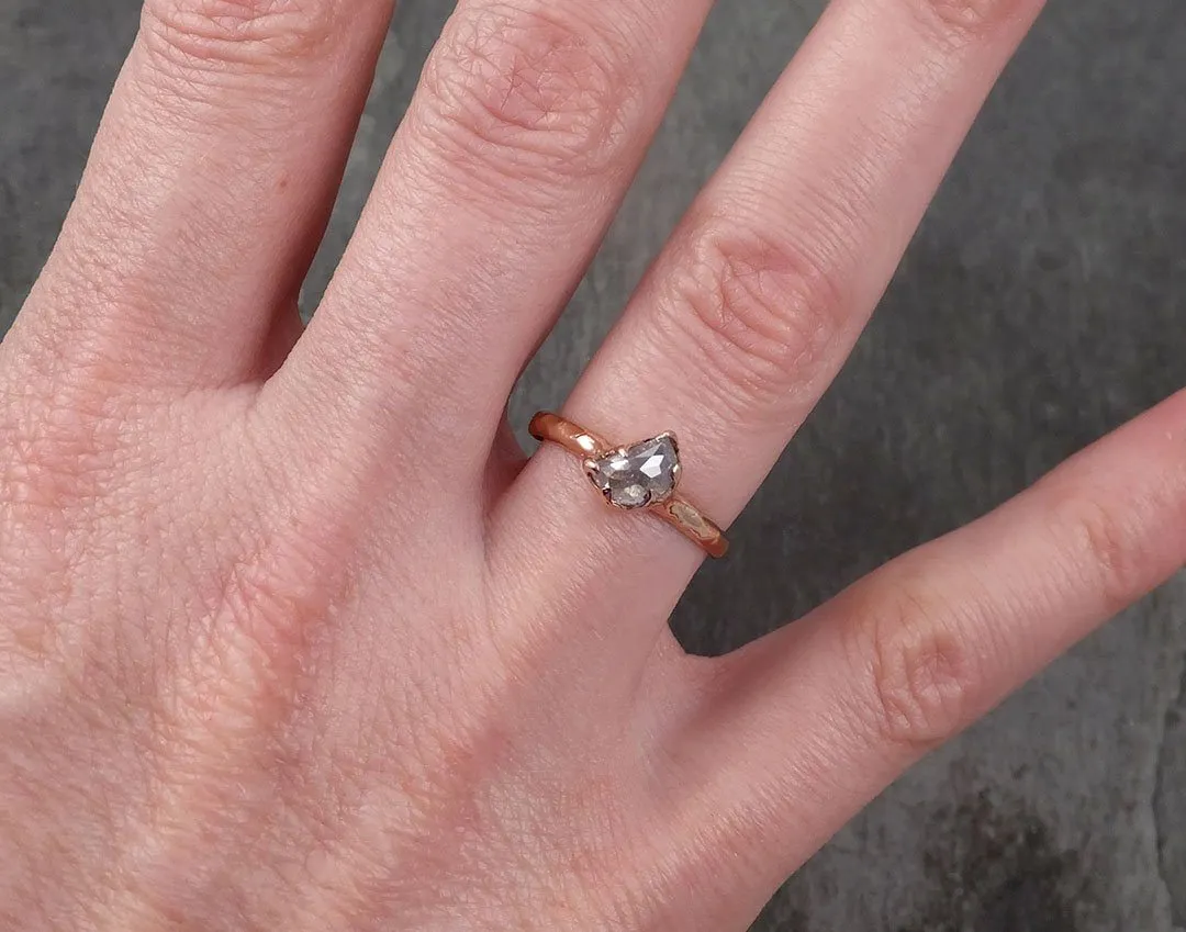 Faceted Fancy cut white Half Moon Diamond Engagement 14k Rose Gold Solitaire Wedding Ring byAngeline 1723