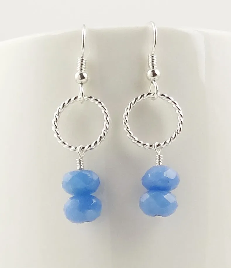 Faded Denim Quartz Earrings
