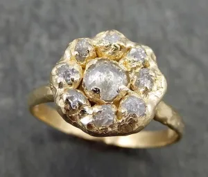 Fancy cut and Raw Rough Diamond Halo Engagement 14k Gold Wedding Ring diamond Stacking Ring Rough Diamond Ring by Angeline 0630
