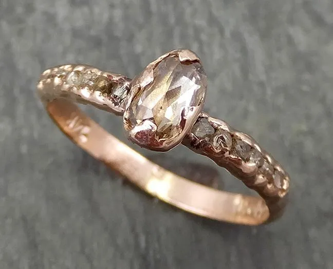 Fancy cut Champagne Diamond Engagement 14k Rose Gold Multi stone Wedding Ring Rough Diamond Ring byAngeline 0644
