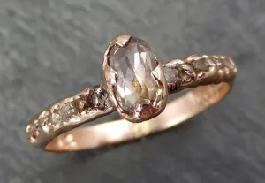 Fancy cut Champagne Diamond Engagement 14k Rose Gold Multi stone Wedding Ring Rough Diamond Ring byAngeline 0644