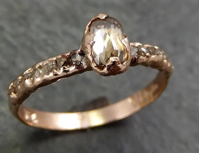 Fancy cut Champagne Diamond Engagement 14k Rose Gold Multi stone Wedding Ring Rough Diamond Ring byAngeline 0644