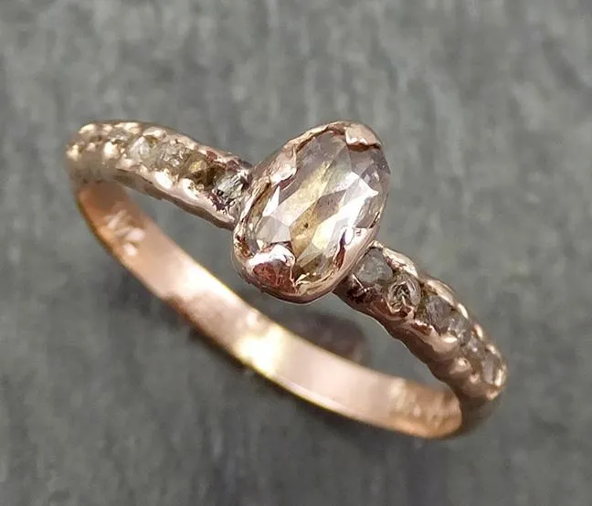 Fancy cut Champagne Diamond Engagement 14k Rose Gold Multi stone Wedding Ring Rough Diamond Ring byAngeline 0644