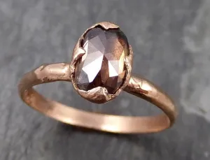 Fancy cut Cognac Diamond Solitaire Engagement 14k Rose Gold Wedding Ring byAngeline 0744