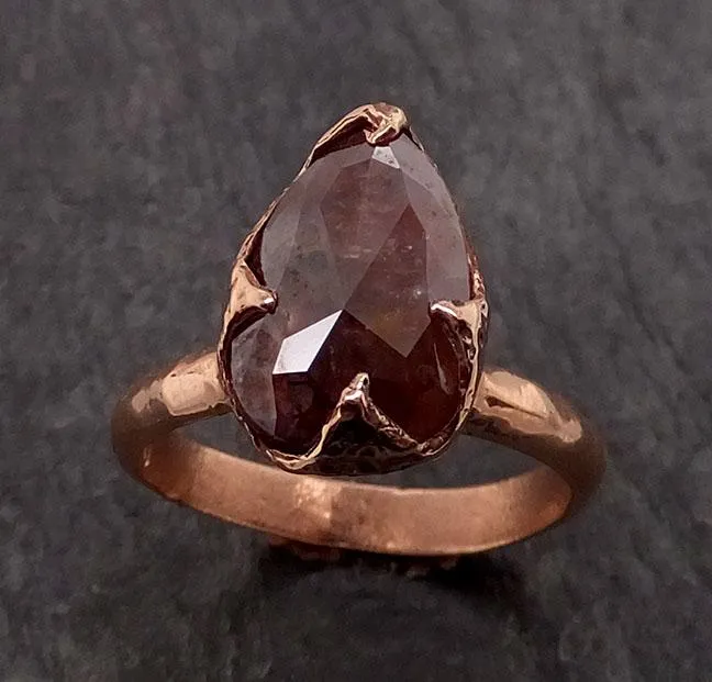 Fancy cut Coral Solitaire Diamond Engagement 14k Rose Gold Wedding Ring byAngeline 1852