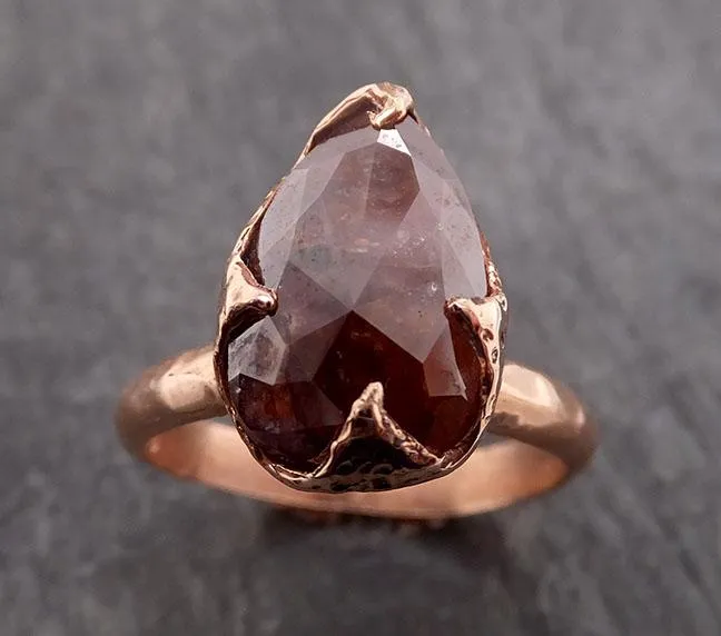 Fancy cut Coral Solitaire Diamond Engagement 14k Rose Gold Wedding Ring byAngeline 1852