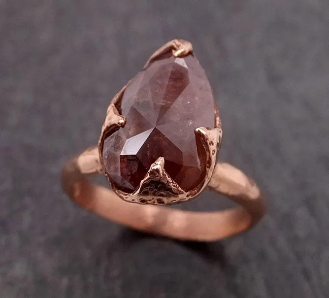 Fancy cut Coral Solitaire Diamond Engagement 14k Rose Gold Wedding Ring byAngeline 1852