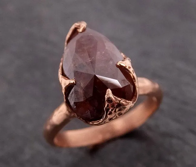 Fancy cut Coral Solitaire Diamond Engagement 14k Rose Gold Wedding Ring byAngeline 1852