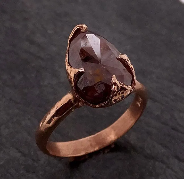 Fancy cut Coral Solitaire Diamond Engagement 14k Rose Gold Wedding Ring byAngeline 1852
