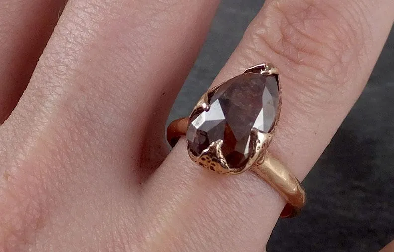 Fancy cut Coral Solitaire Diamond Engagement 14k Rose Gold Wedding Ring byAngeline 1852