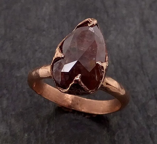 Fancy cut Coral Solitaire Diamond Engagement 14k Rose Gold Wedding Ring byAngeline 1852