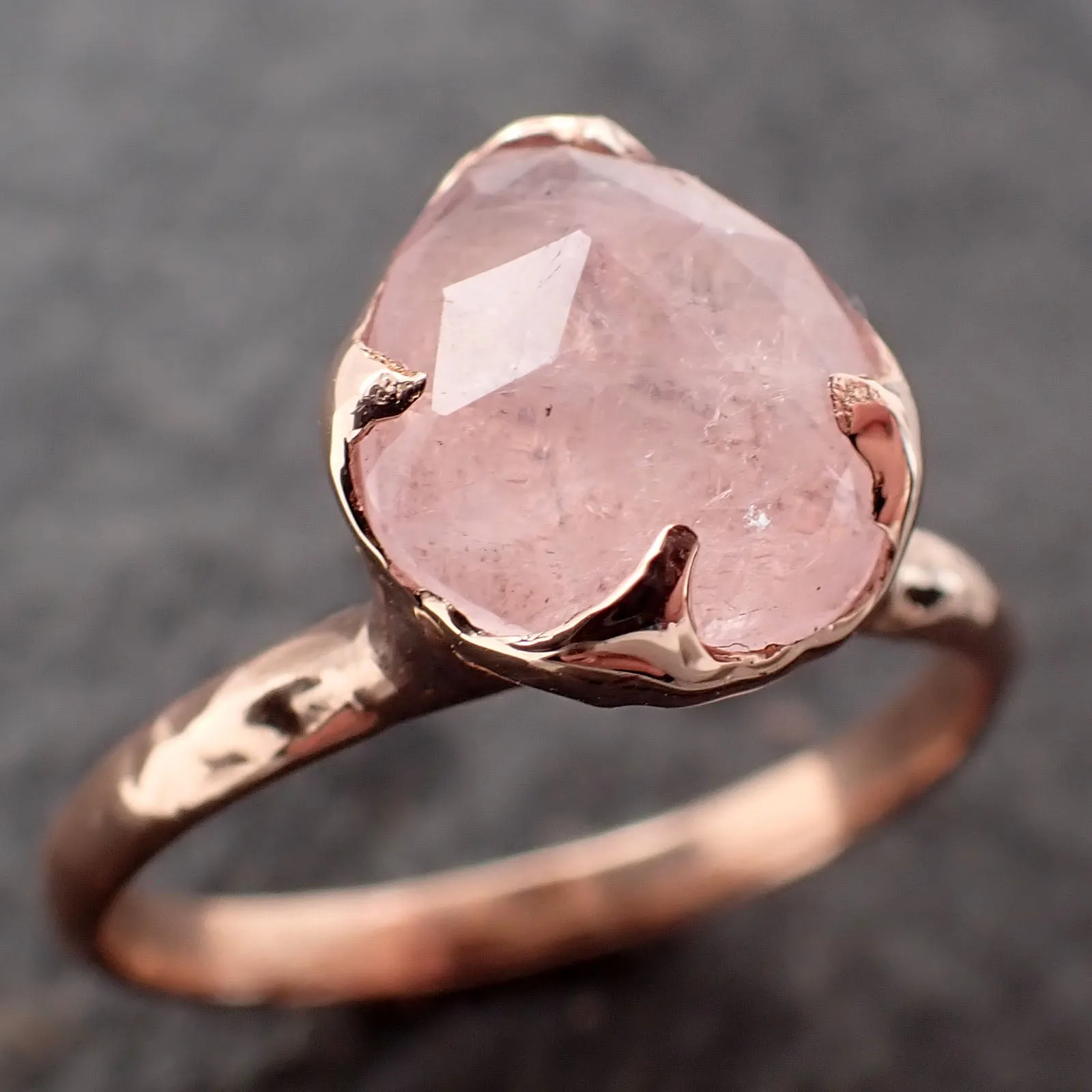 Fancy cut Morganite 14k Rose gold solitaire Pink Gemstone Cocktail Ring Statement Ring  gemstone Jewelry by Angeline 2739