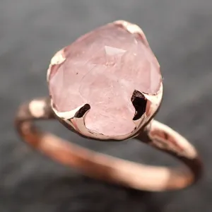 Fancy cut Morganite 14k Rose gold solitaire Pink Gemstone Cocktail Ring Statement Ring  gemstone Jewelry by Angeline 2739