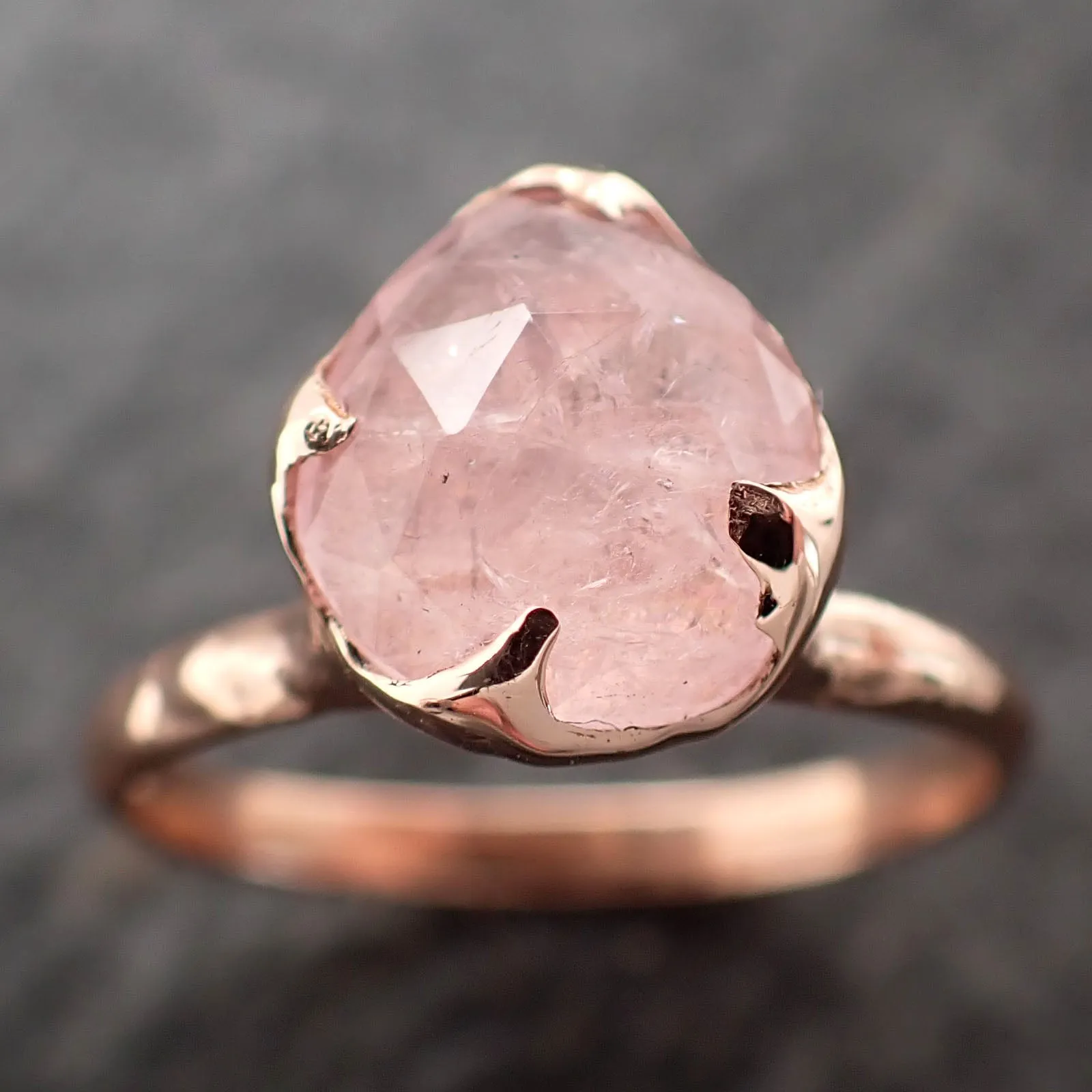 Fancy cut Morganite 14k Rose gold solitaire Pink Gemstone Cocktail Ring Statement Ring  gemstone Jewelry by Angeline 2739