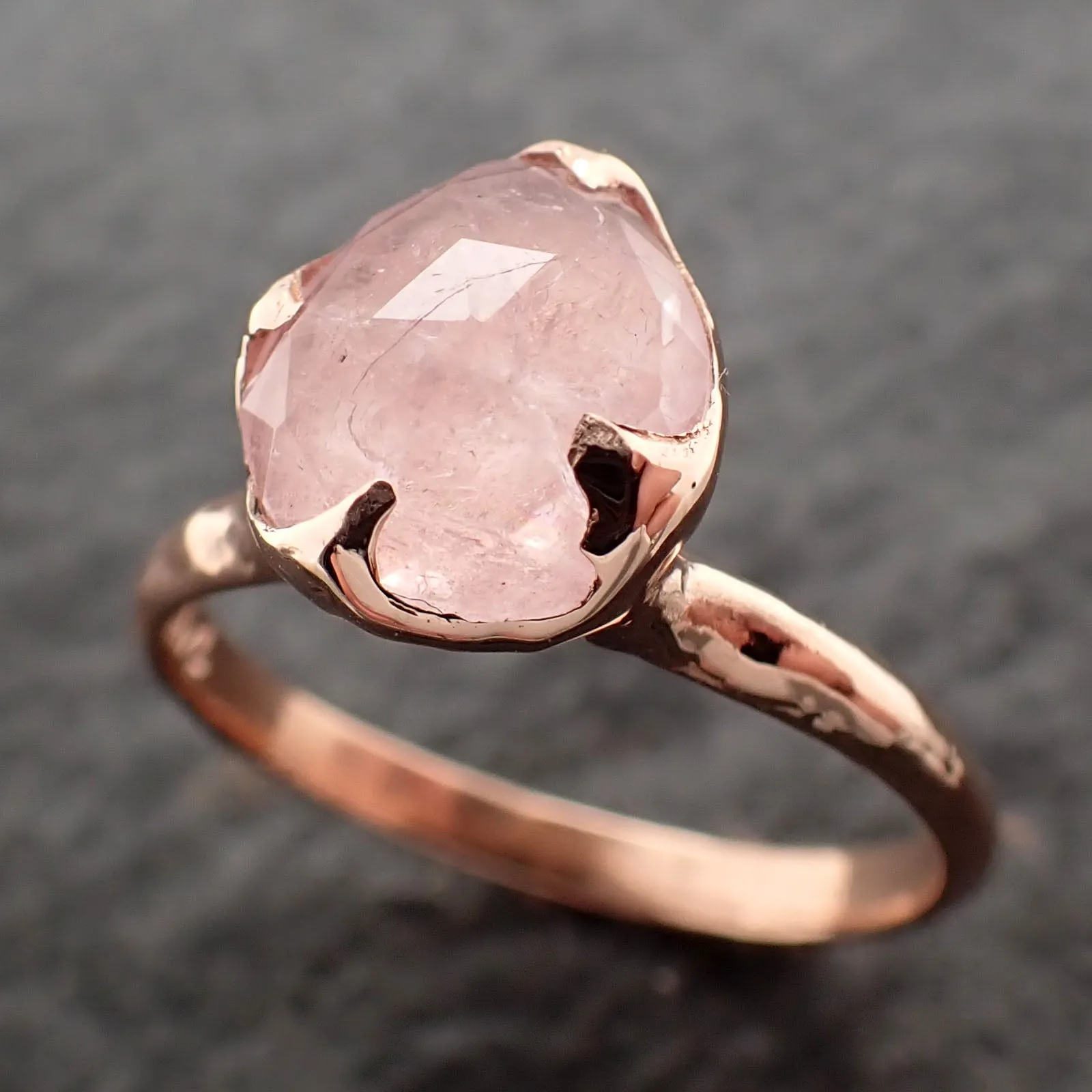 Fancy cut Morganite 14k Rose gold solitaire Pink Gemstone Cocktail Ring Statement Ring  gemstone Jewelry by Angeline 2739