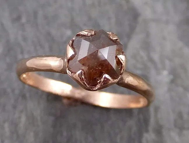 Fancy cut Orange Diamond Solitaire Engagement 14k Rose Gold Wedding Ring Diamond Ring byAngeline 1127