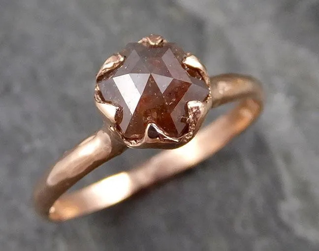 Fancy cut Orange Diamond Solitaire Engagement 14k Rose Gold Wedding Ring Diamond Ring byAngeline 1127