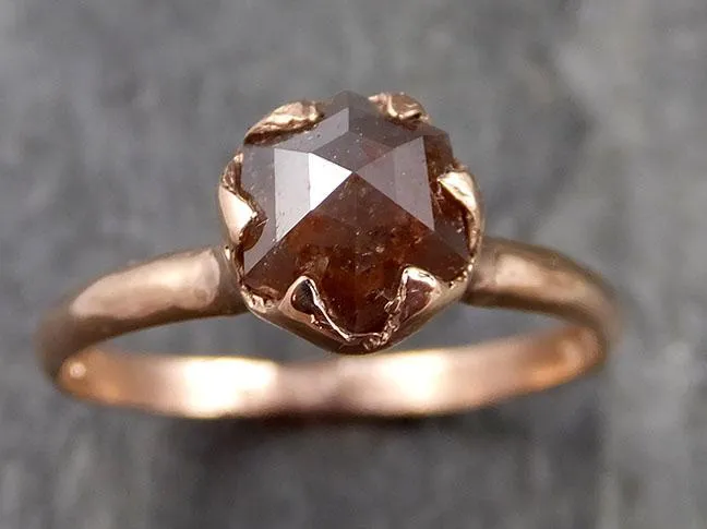 Fancy cut Orange Diamond Solitaire Engagement 14k Rose Gold Wedding Ring Diamond Ring byAngeline 1127