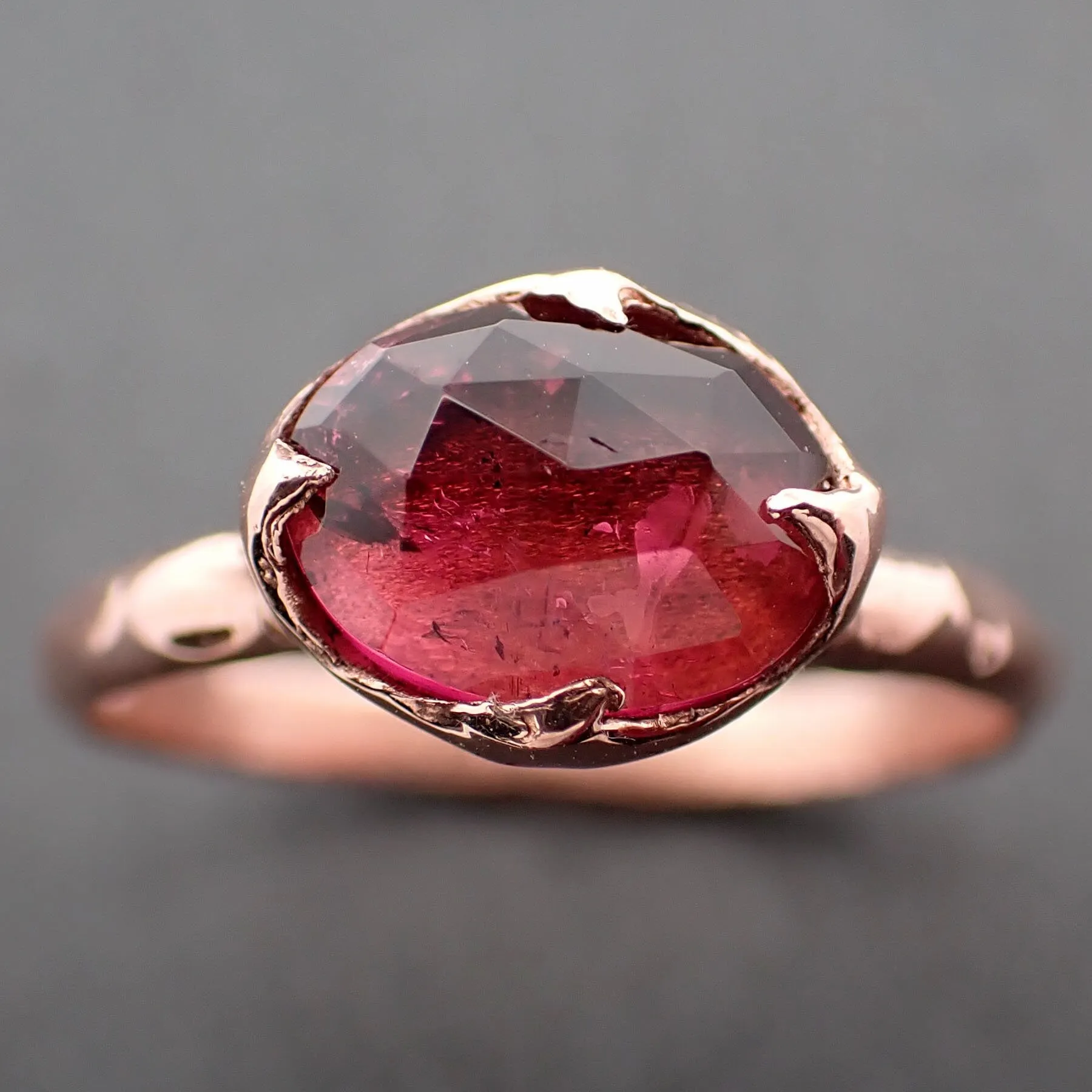 Fancy cut pink Tourmaline Rose Gold Ring Gemstone Solitaire recycled 14k statement cocktail statement 3339