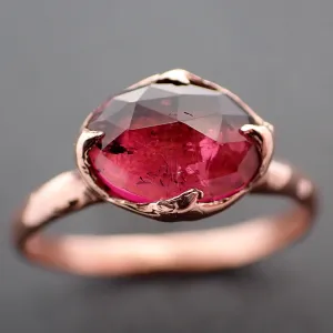 Fancy cut pink Tourmaline Rose Gold Ring Gemstone Solitaire recycled 14k statement cocktail statement 3339