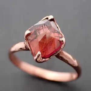 Fancy cut pink Tourmaline Rose Gold Ring Gemstone Solitaire recycled 14k statement cocktail statement 3340